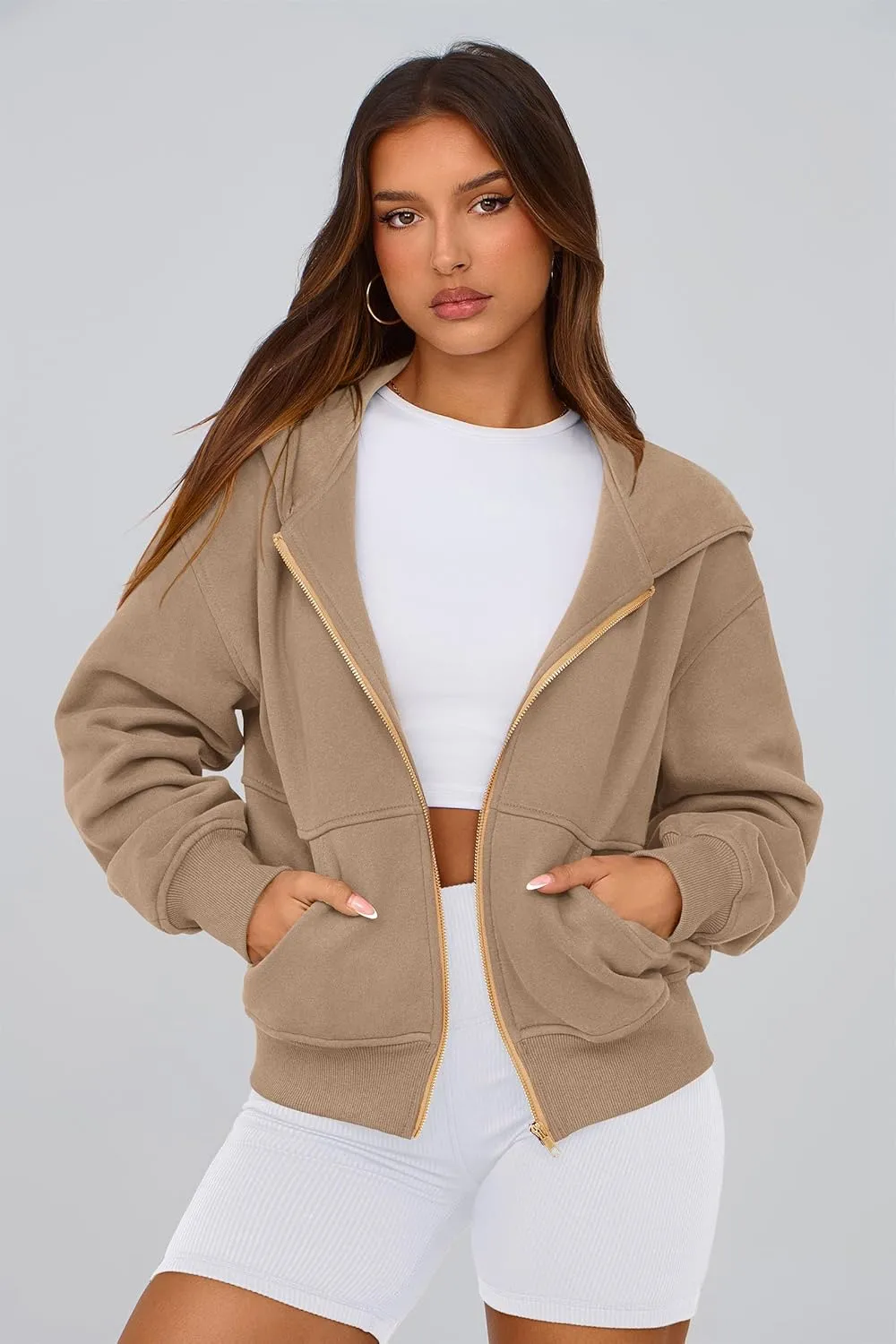 PRETTYGARDEN Women's Zip Up Hoodie Sweatshirt Y2K Fall Fashion Clothes Long Sleeve Loose Fit Pockets Casual Trendy Jacket