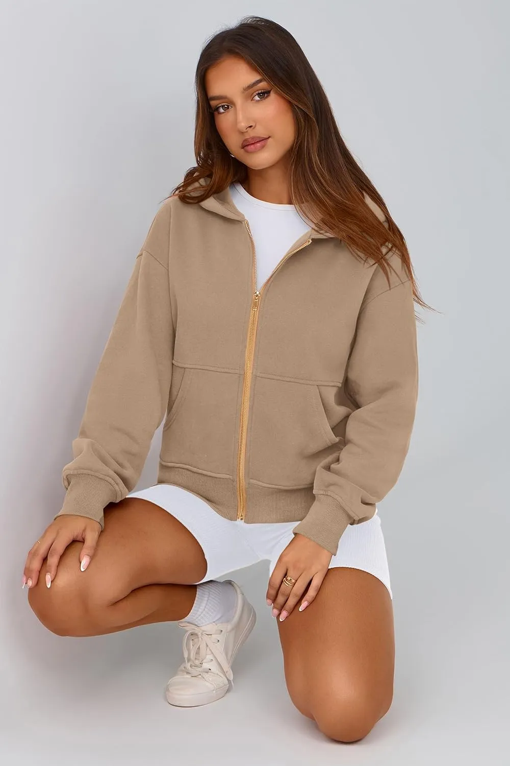 PRETTYGARDEN Women's Zip Up Hoodie Sweatshirt Y2K Fall Fashion Clothes Long Sleeve Loose Fit Pockets Casual Trendy Jacket