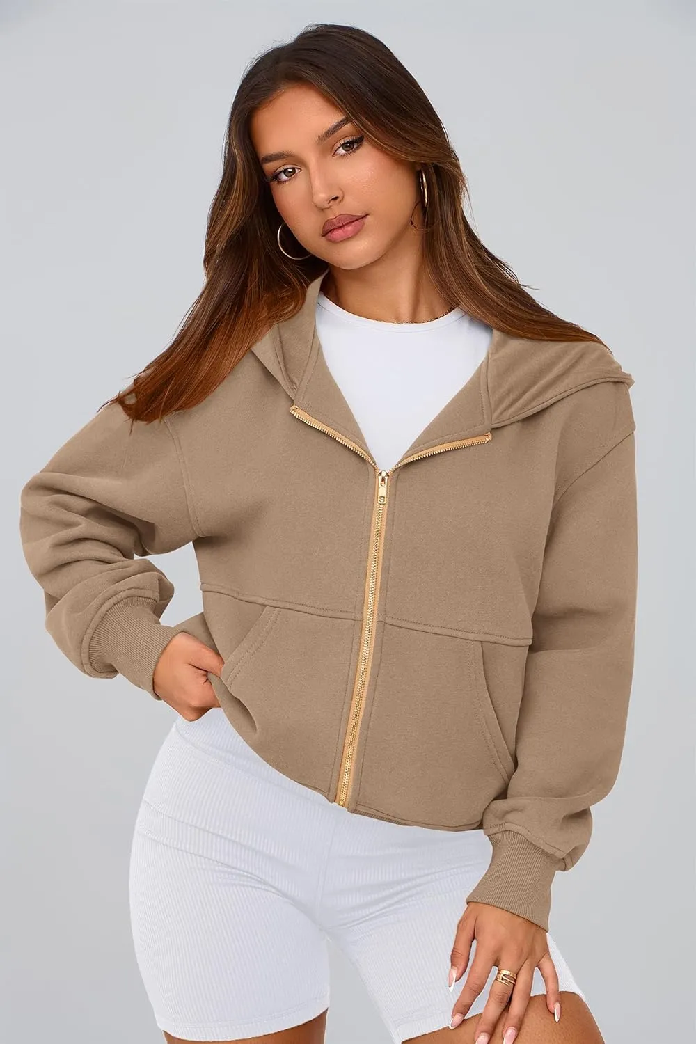 PRETTYGARDEN Women's Zip Up Hoodie Sweatshirt Y2K Fall Fashion Clothes Long Sleeve Loose Fit Pockets Casual Trendy Jacket
