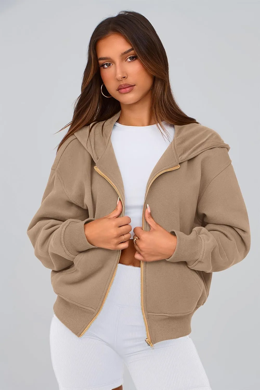 PRETTYGARDEN Women's Zip Up Hoodie Sweatshirt Y2K Fall Fashion Clothes Long Sleeve Loose Fit Pockets Casual Trendy Jacket