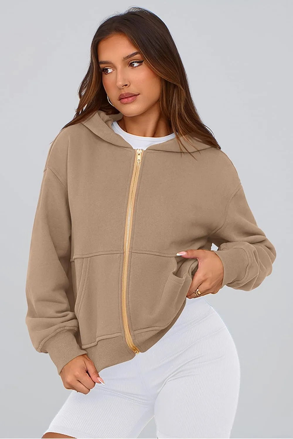PRETTYGARDEN Women's Zip Up Hoodie Sweatshirt Y2K Fall Fashion Clothes Long Sleeve Loose Fit Pockets Casual Trendy Jacket