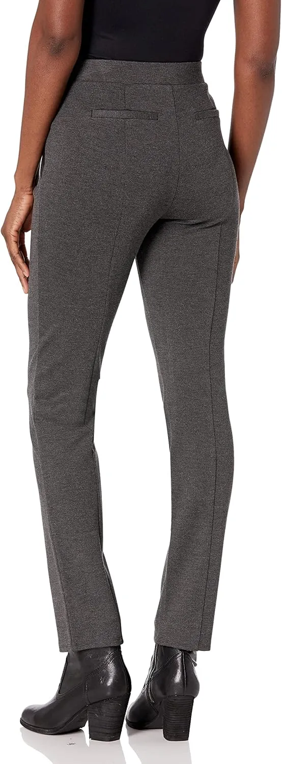 Rafaella Missy Slim Ponte Dress Pants For Women, Pull-On Waistband, Stretch, Comfort Fit, Flat Front