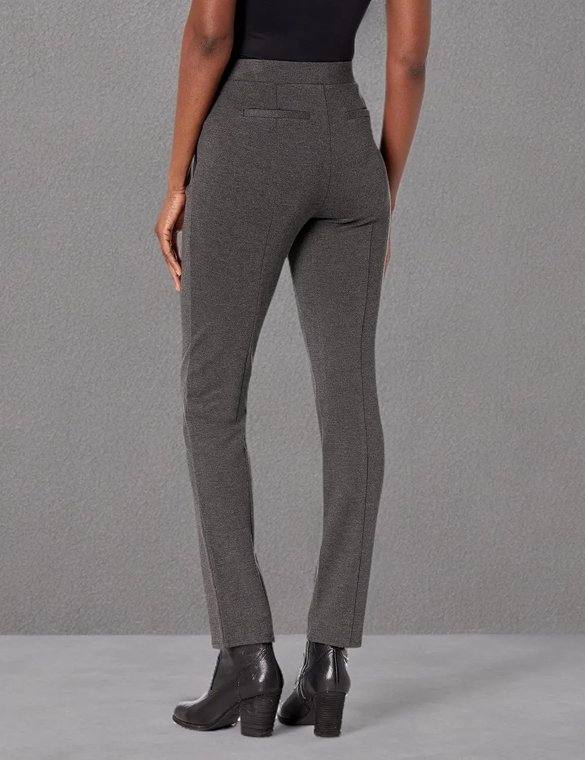 Rafaella Missy Slim Ponte Dress Pants For Women, Pull-On Waistband, Stretch, Comfort Fit, Flat Front