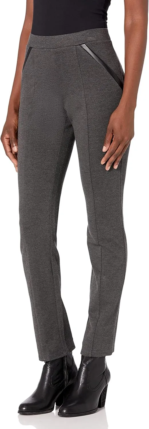 Rafaella Missy Slim Ponte Dress Pants For Women, Pull-On Waistband, Stretch, Comfort Fit, Flat Front