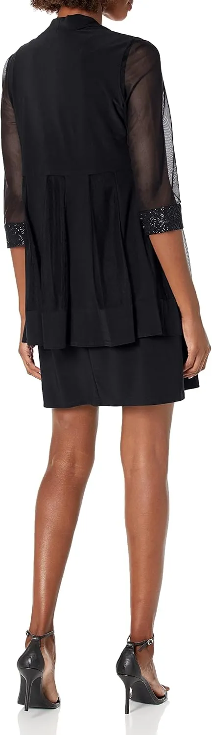 R&M Richards Womens Plus 2PC Mesh Inset Dress with Jacket