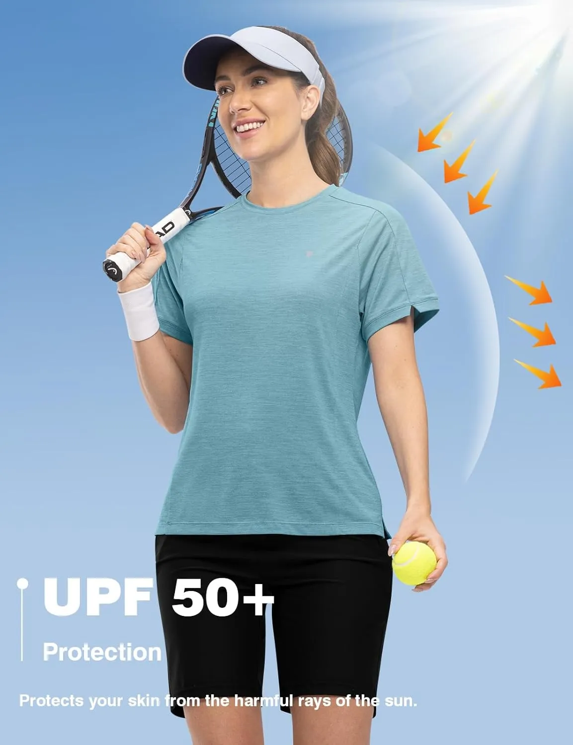 Rdruko Women's Workout Shirts Short Sleeve Dry Fit Moisture Wicking UPF 50  Sun Protection Running Gym Athletic T-Shirts