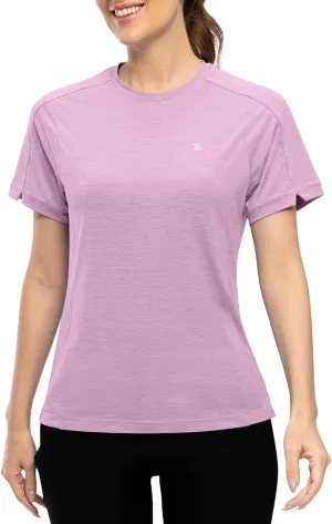 Rdruko Women's Workout Shirts Short Sleeve Dry Fit Moisture Wicking UPF 50  Sun Protection Running Gym Athletic T-Shirts