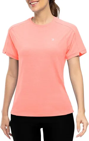 Rdruko Women's Workout Shirts Short Sleeve Dry Fit Moisture Wicking UPF 50  Sun Protection Running Gym Athletic T-Shirts