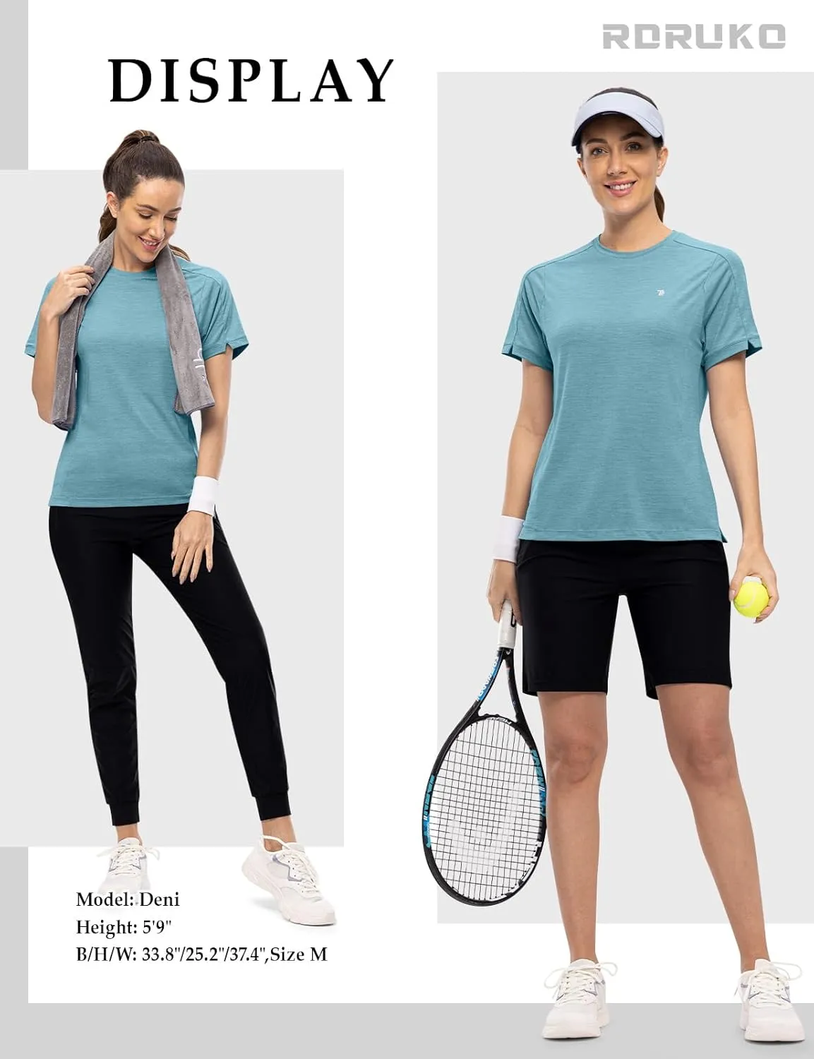 Rdruko Women's Workout Shirts Short Sleeve Dry Fit Moisture Wicking UPF 50  Sun Protection Running Gym Athletic T-Shirts