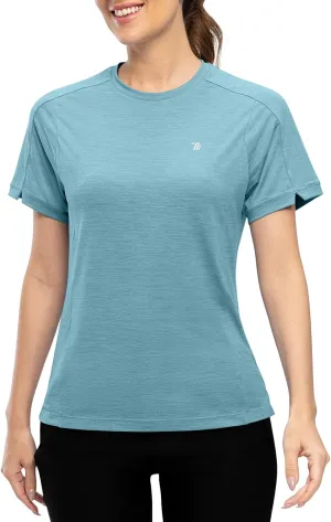 Rdruko Women's Workout Shirts Short Sleeve Dry Fit Moisture Wicking UPF 50  Sun Protection Running Gym Athletic T-Shirts
