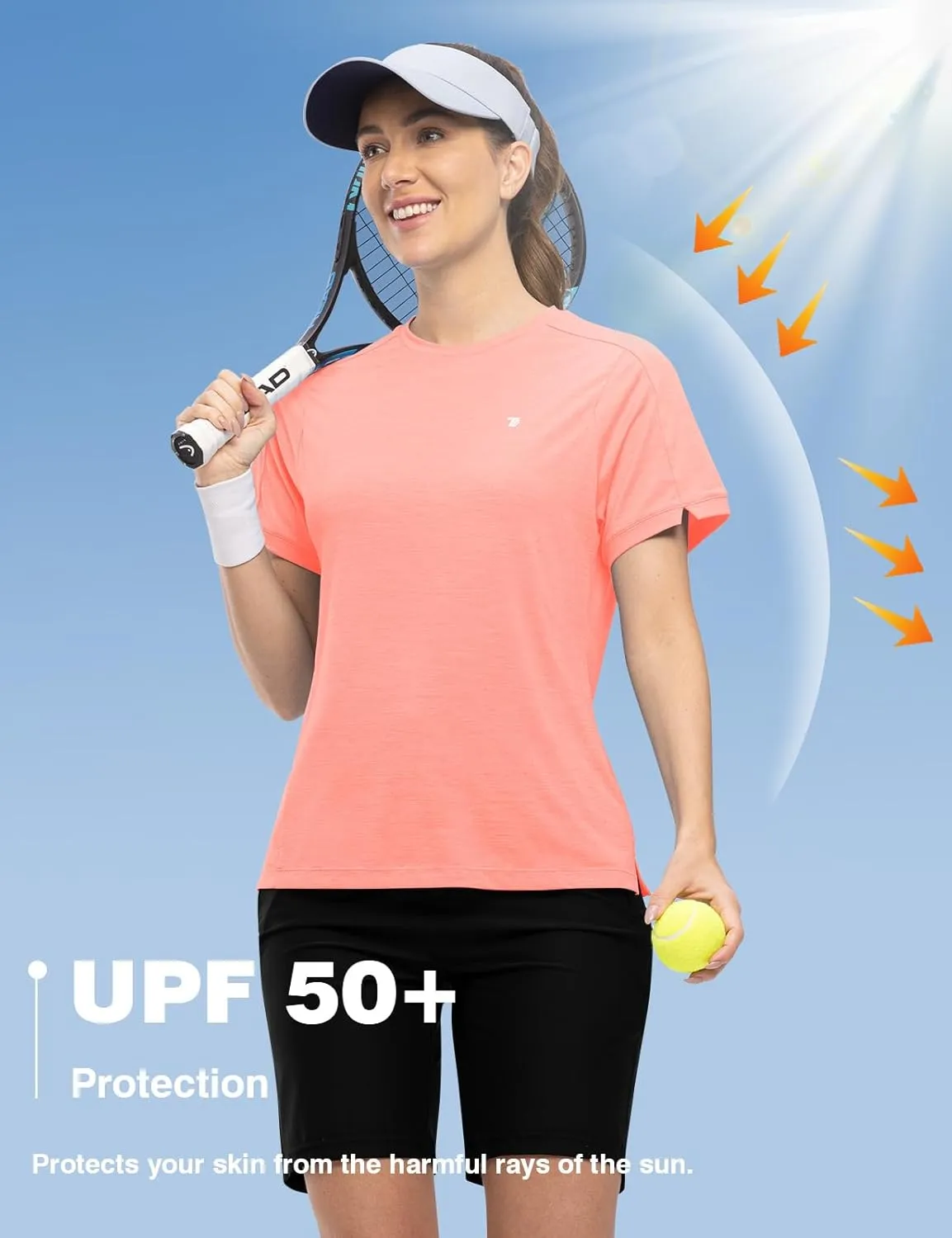 Rdruko Women's Workout Shirts Short Sleeve Dry Fit Moisture Wicking UPF 50  Sun Protection Running Gym Athletic T-Shirts