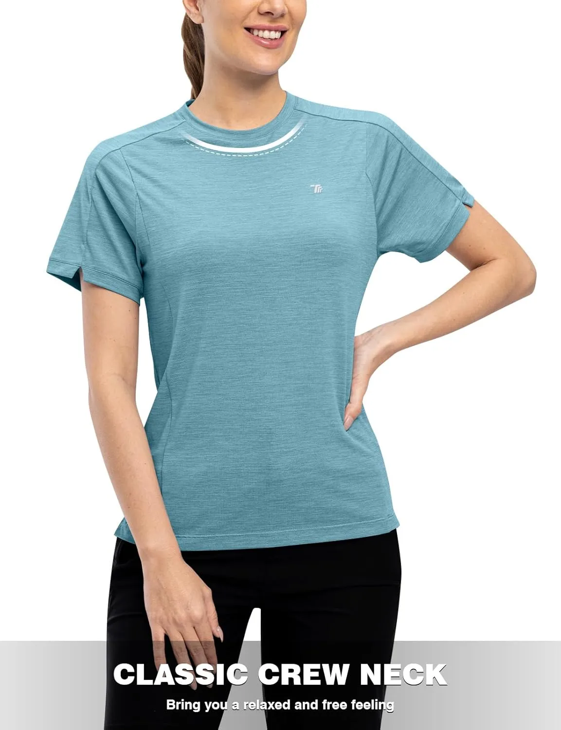 Rdruko Women's Workout Shirts Short Sleeve Dry Fit Moisture Wicking UPF 50  Sun Protection Running Gym Athletic T-Shirts