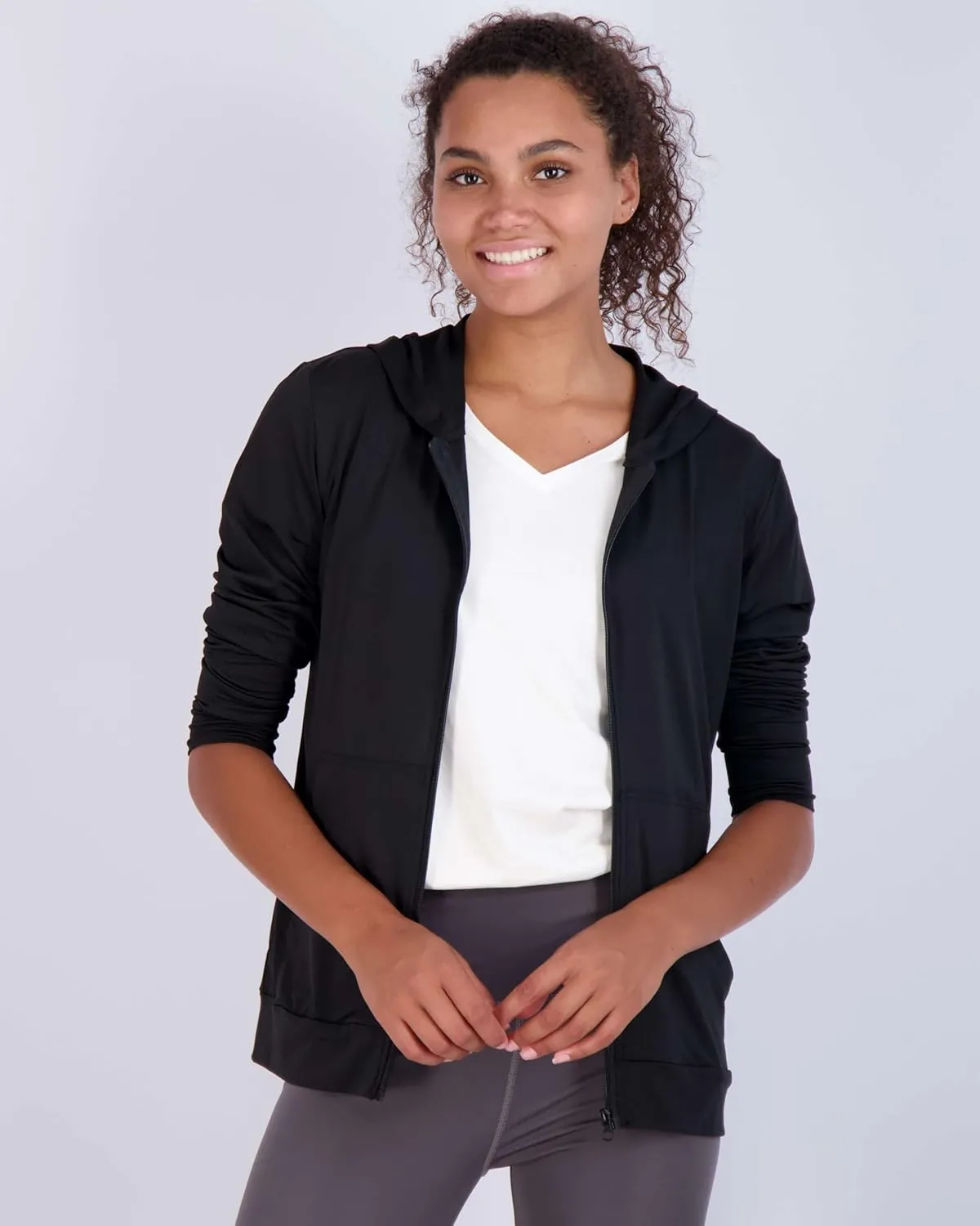Real Essentials 3 Pack: Womens Dry-Fit Long Sleeve Quarter Zip & Full Zip Up Hoodie Workout Jacket (Available in Plus)
