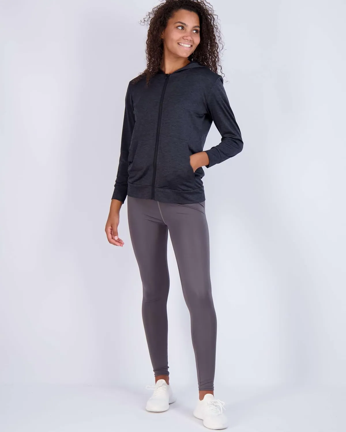 Real Essentials 3 Pack: Womens Dry-Fit Long Sleeve Quarter Zip & Full Zip Up Hoodie Workout Jacket (Available in Plus)