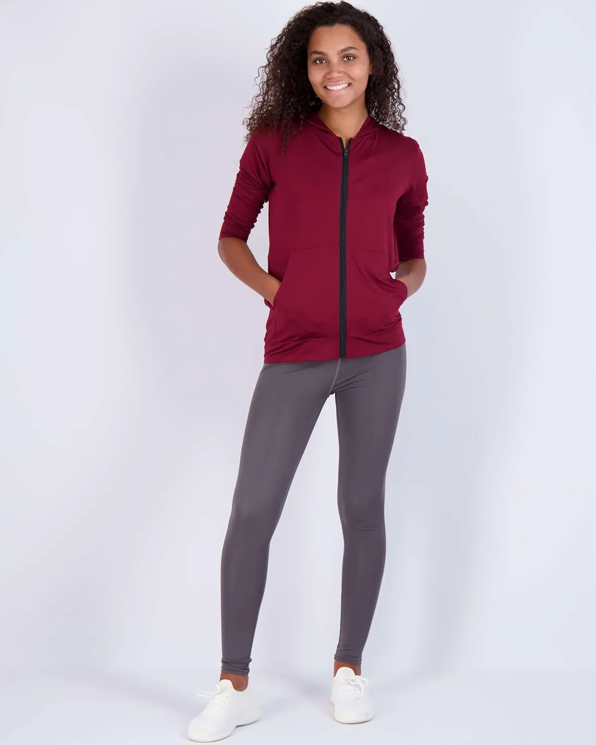 Real Essentials 3 Pack: Womens Dry-Fit Long Sleeve Quarter Zip & Full Zip Up Hoodie Workout Jacket (Available in Plus)