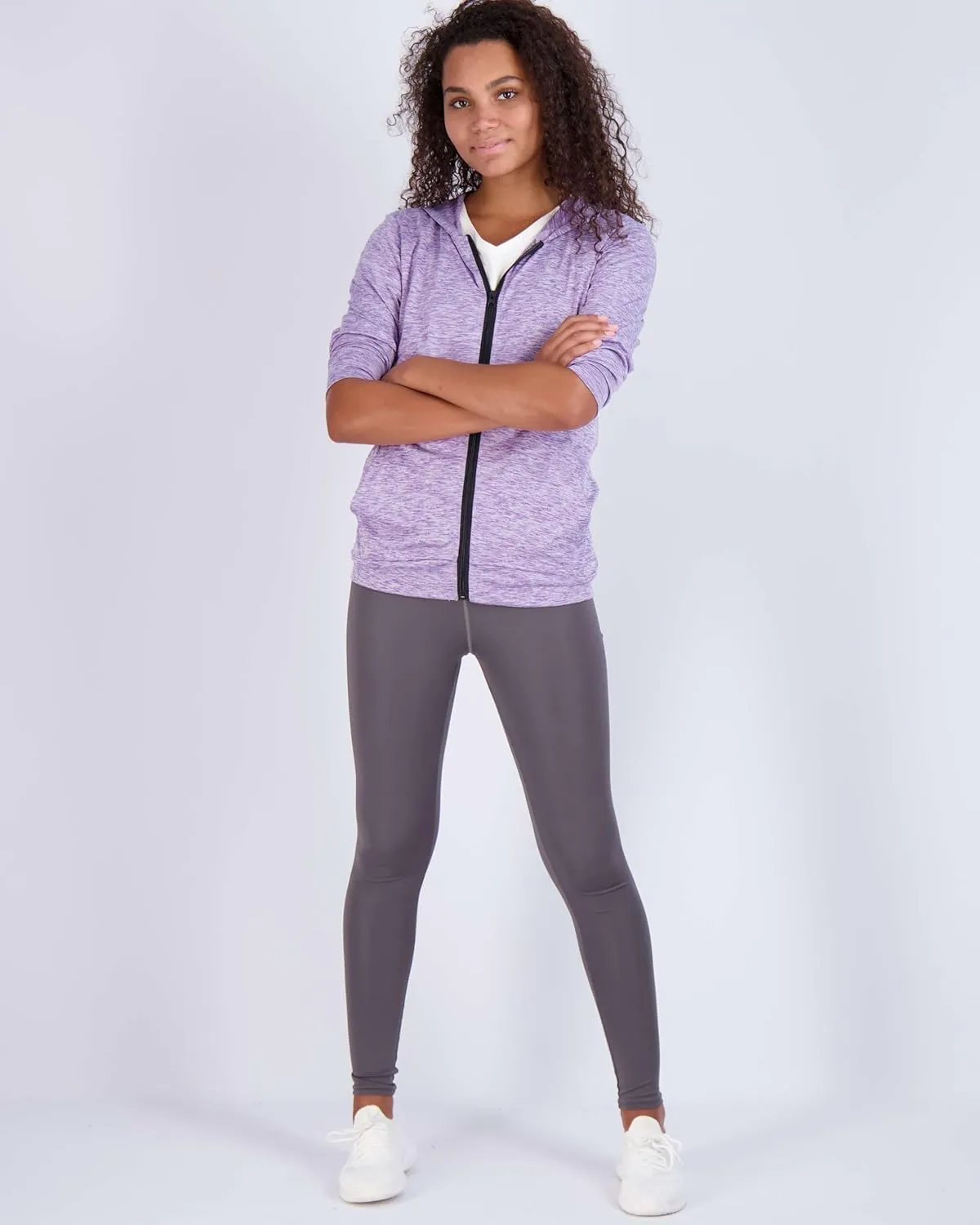 Real Essentials 3 Pack: Womens Dry-Fit Long Sleeve Quarter Zip & Full Zip Up Hoodie Workout Jacket (Available in Plus)