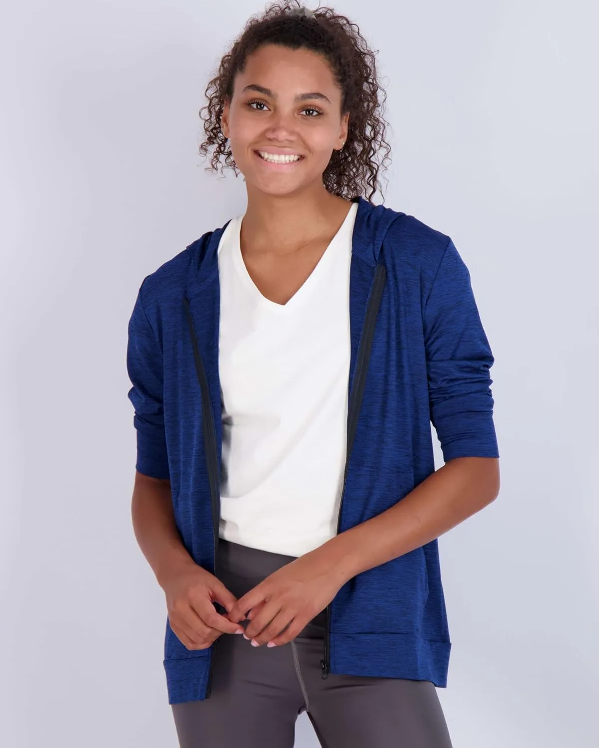 Real Essentials 3 Pack: Womens Dry-Fit Long Sleeve Quarter Zip & Full Zip Up Hoodie Workout Jacket (Available in Plus)