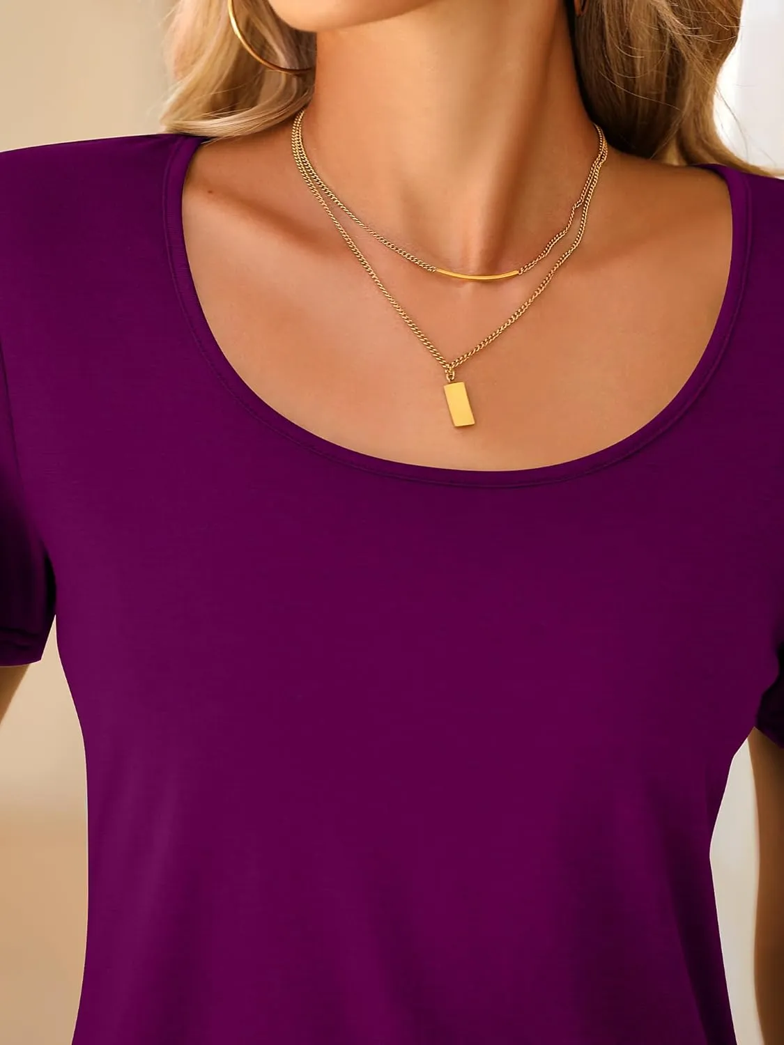 Riyiper 4 Pcs Womens Short Sleeve Shirts Scoop Neck Basic Casual T Shirts Women Basic Light Weight Layer Summer Tees