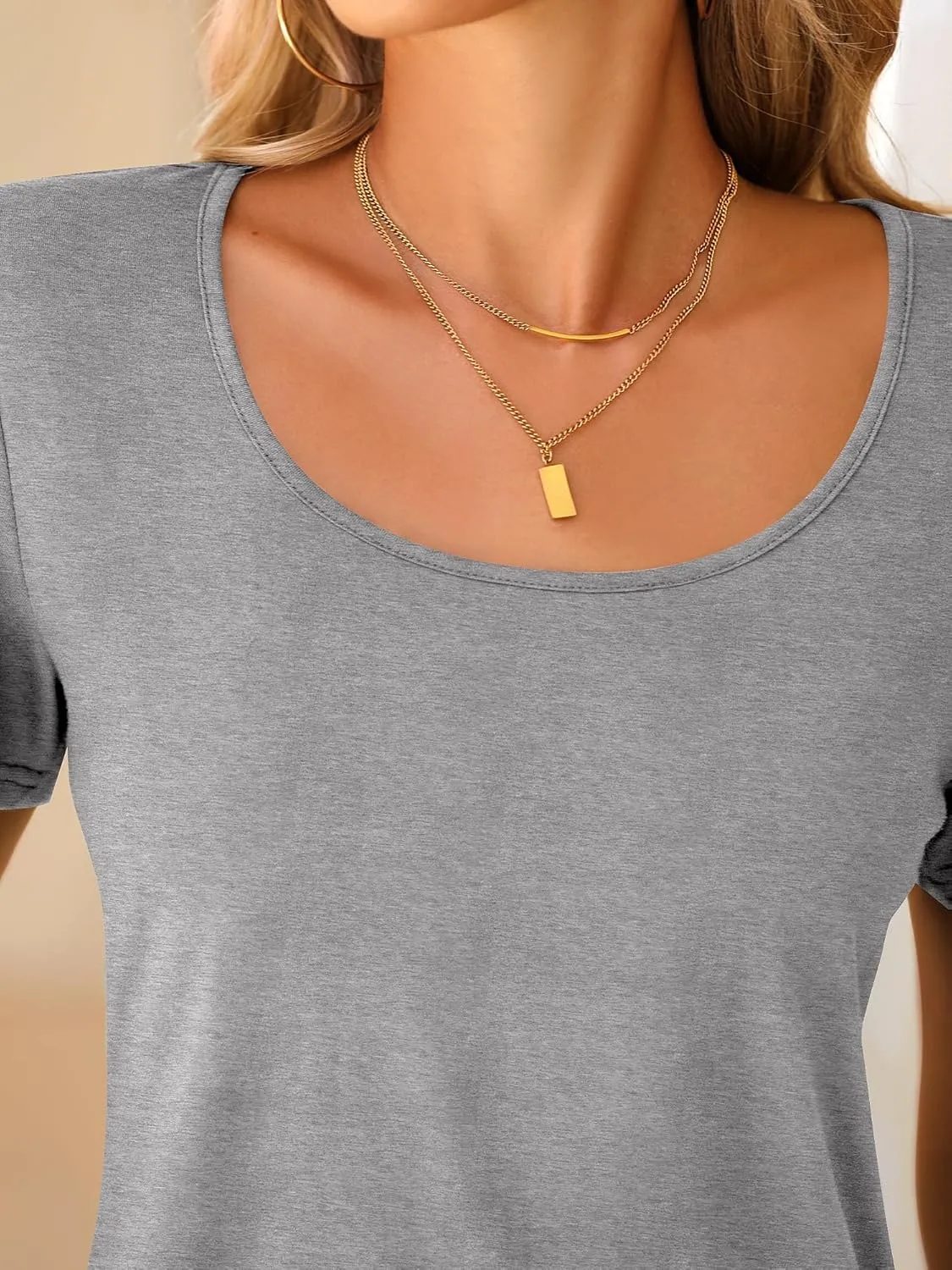 Riyiper 4 Pcs Womens Short Sleeve Shirts Scoop Neck Basic Casual T Shirts Women Basic Light Weight Layer Summer Tees