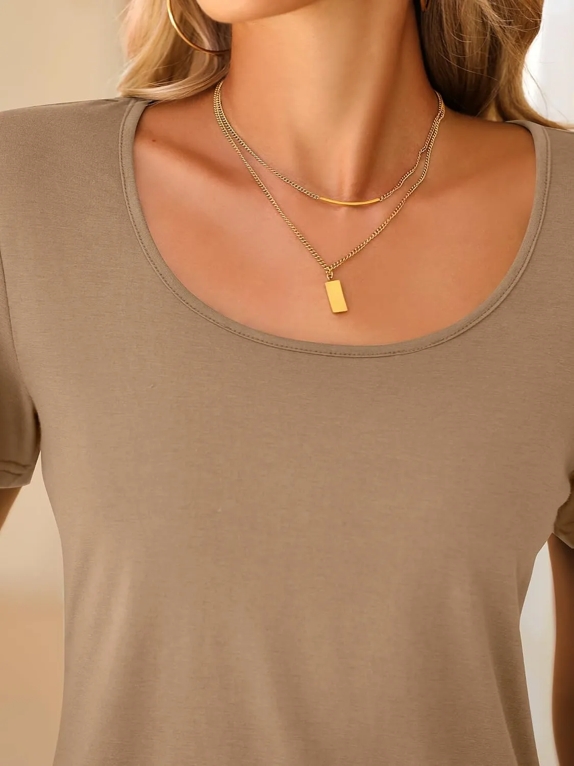 Riyiper 4 Pcs Womens Short Sleeve Shirts Scoop Neck Basic Casual T Shirts Women Basic Light Weight Layer Summer Tees