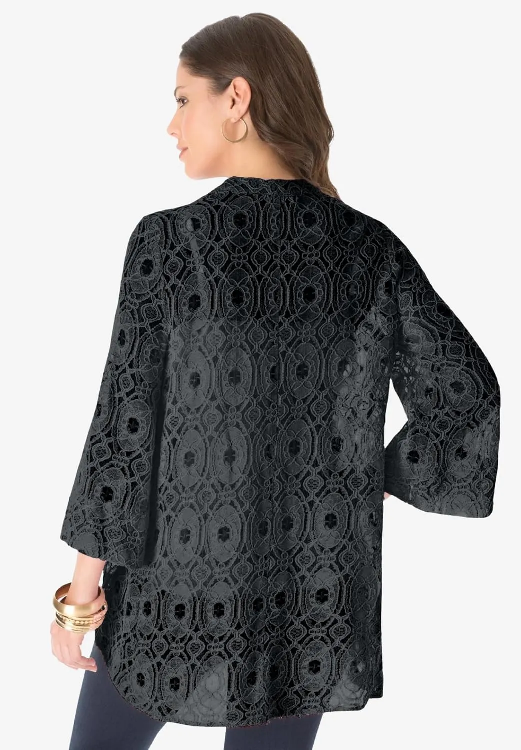 Roaman's Women's Plus Size Lace Swing Jacket