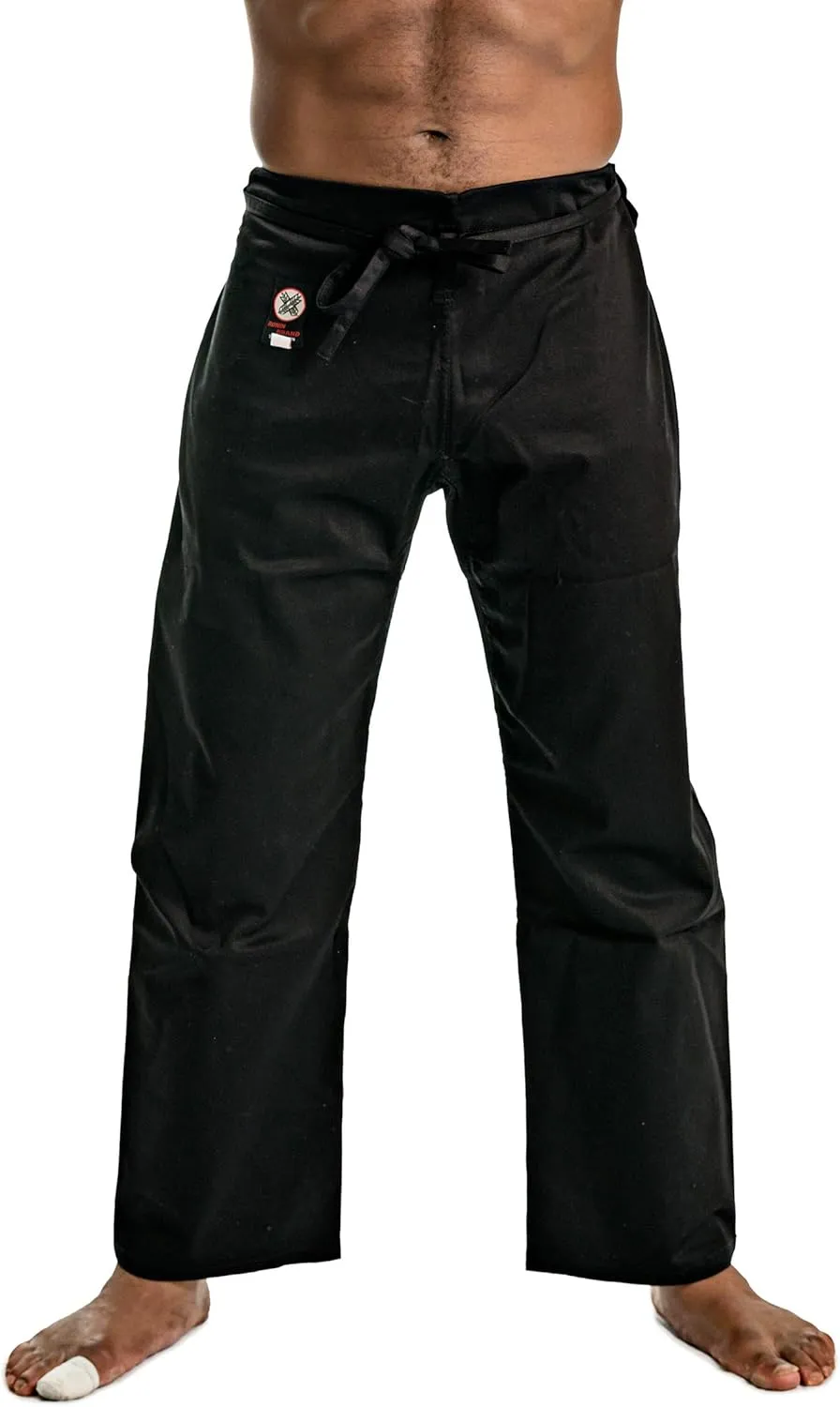 Ronin Medium Weight Karate Pants 100% Cotton 8oz  Traditional Drawstring  Black & White  Quality & Comfort for Training