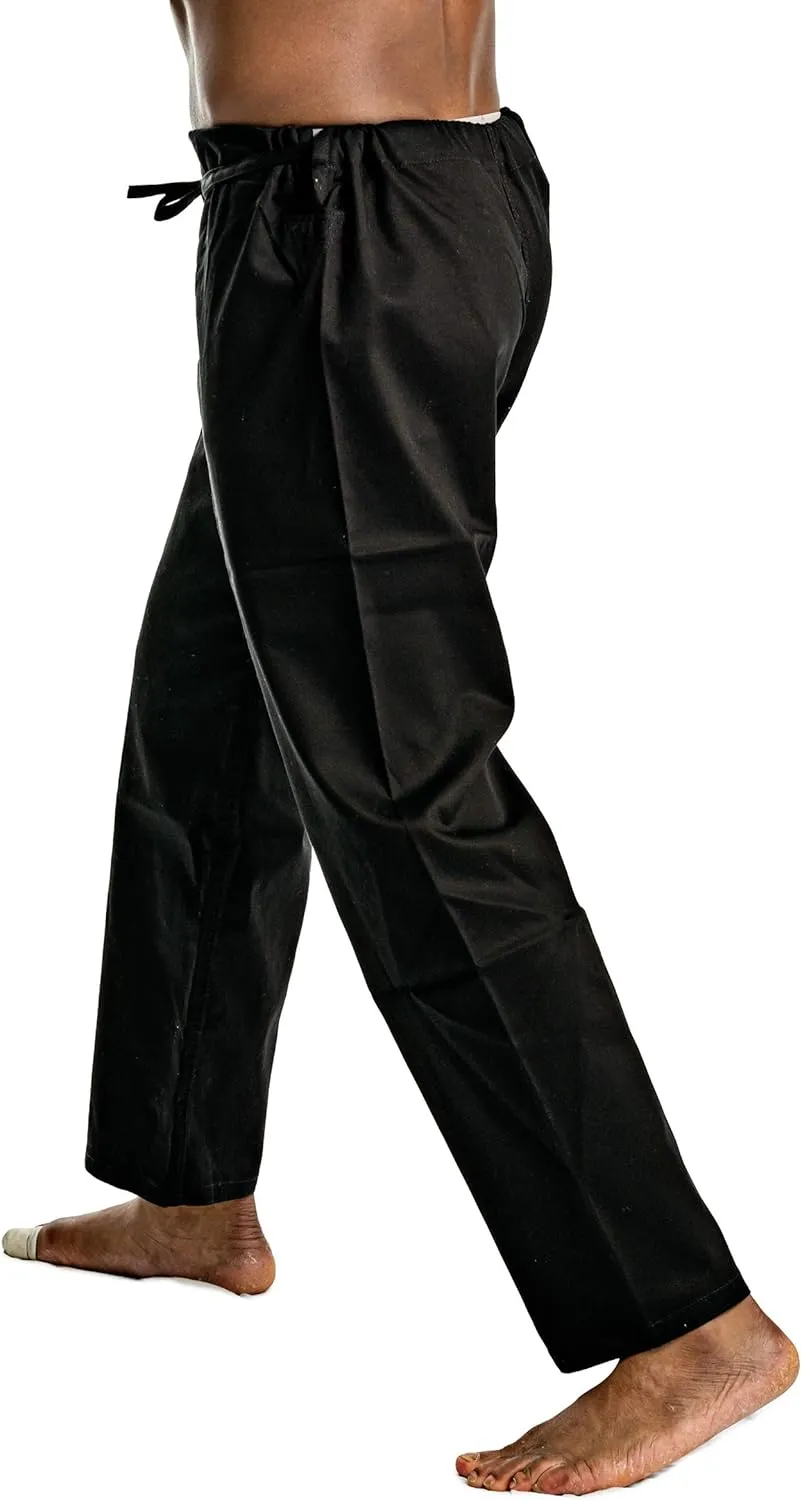 Ronin Medium Weight Karate Pants 100% Cotton 8oz  Traditional Drawstring  Black & White  Quality & Comfort for Training
