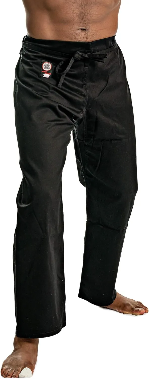Ronin Medium Weight Karate Pants 100% Cotton 8oz  Traditional Drawstring  Black & White  Quality & Comfort for Training