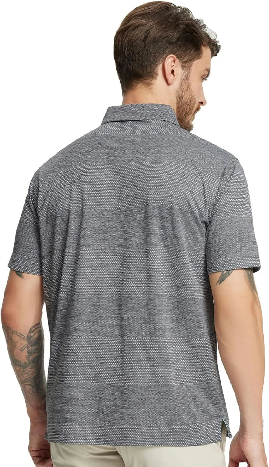 Rouen Golf Shirts for Men Dry Fit Short Sleeve Performance Moisture Wicking Casual Texture Heather Jacquard Mens Polo Shirts