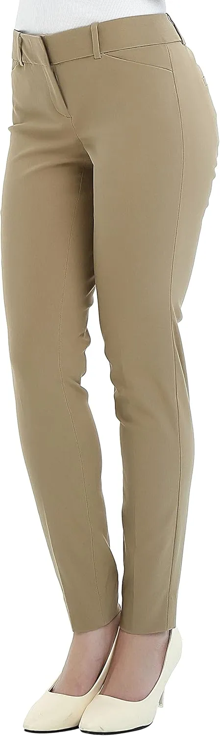 SATINATO Women's Casual Work Pants Skinny Slacks Leggings Comfort Mid Rise