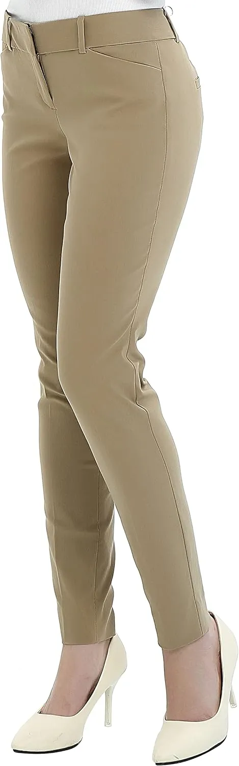 SATINATO Women's Casual Work Pants Skinny Slacks Leggings Comfort Mid Rise