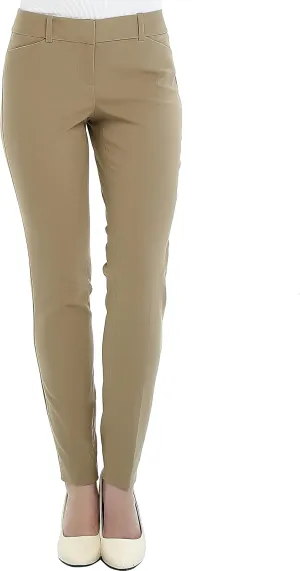 SATINATO Women's Casual Work Pants Skinny Slacks Leggings Comfort Mid Rise
