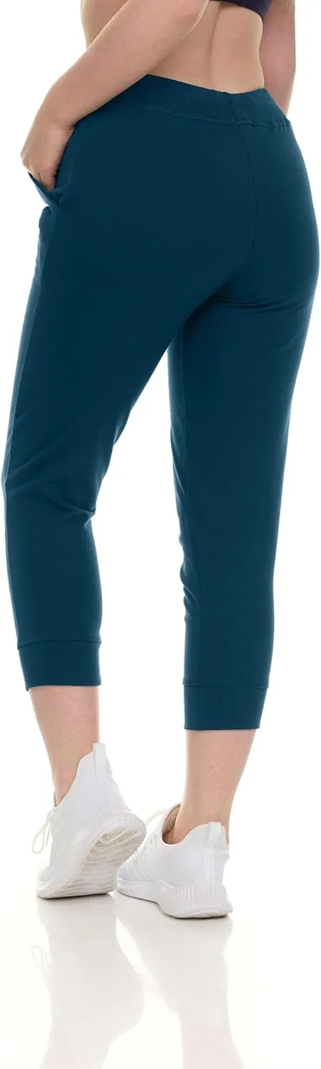 Sexy Basics French Terry Jogger Pants|Cotton Comfort | Capri Length Drawstring Sweat Pants | Multi Packs & Colors
