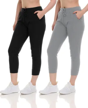 Sexy Basics French Terry Jogger Pants|Cotton Comfort | Capri Length Drawstring Sweat Pants | Multi Packs & Colors