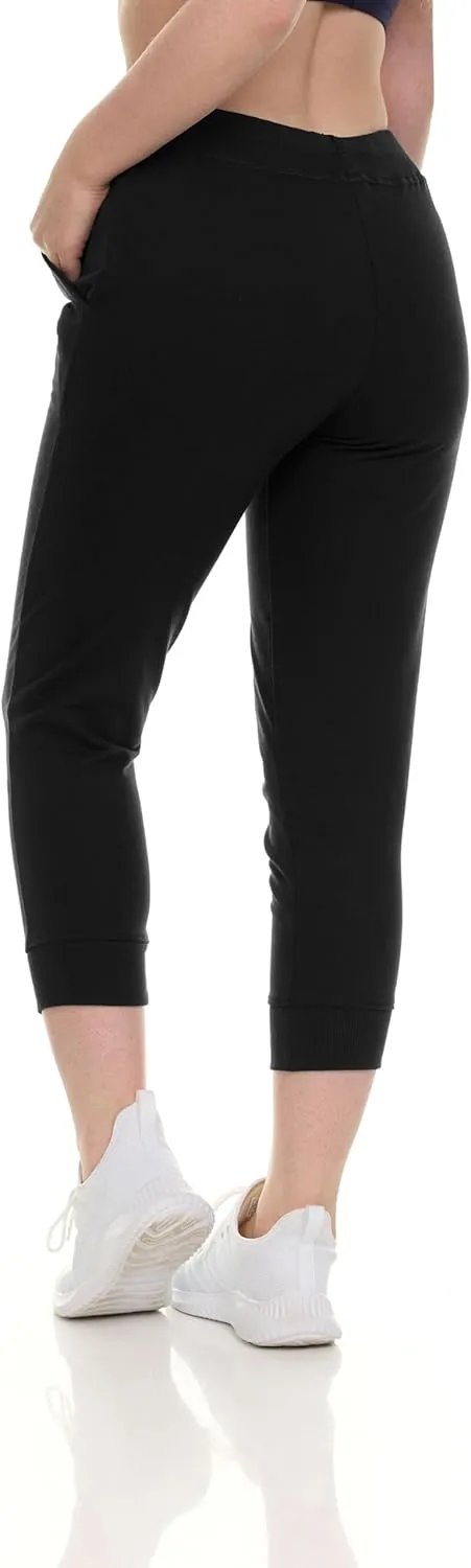 Sexy Basics French Terry Jogger Pants|Cotton Comfort | Capri Length Drawstring Sweat Pants | Multi Packs & Colors