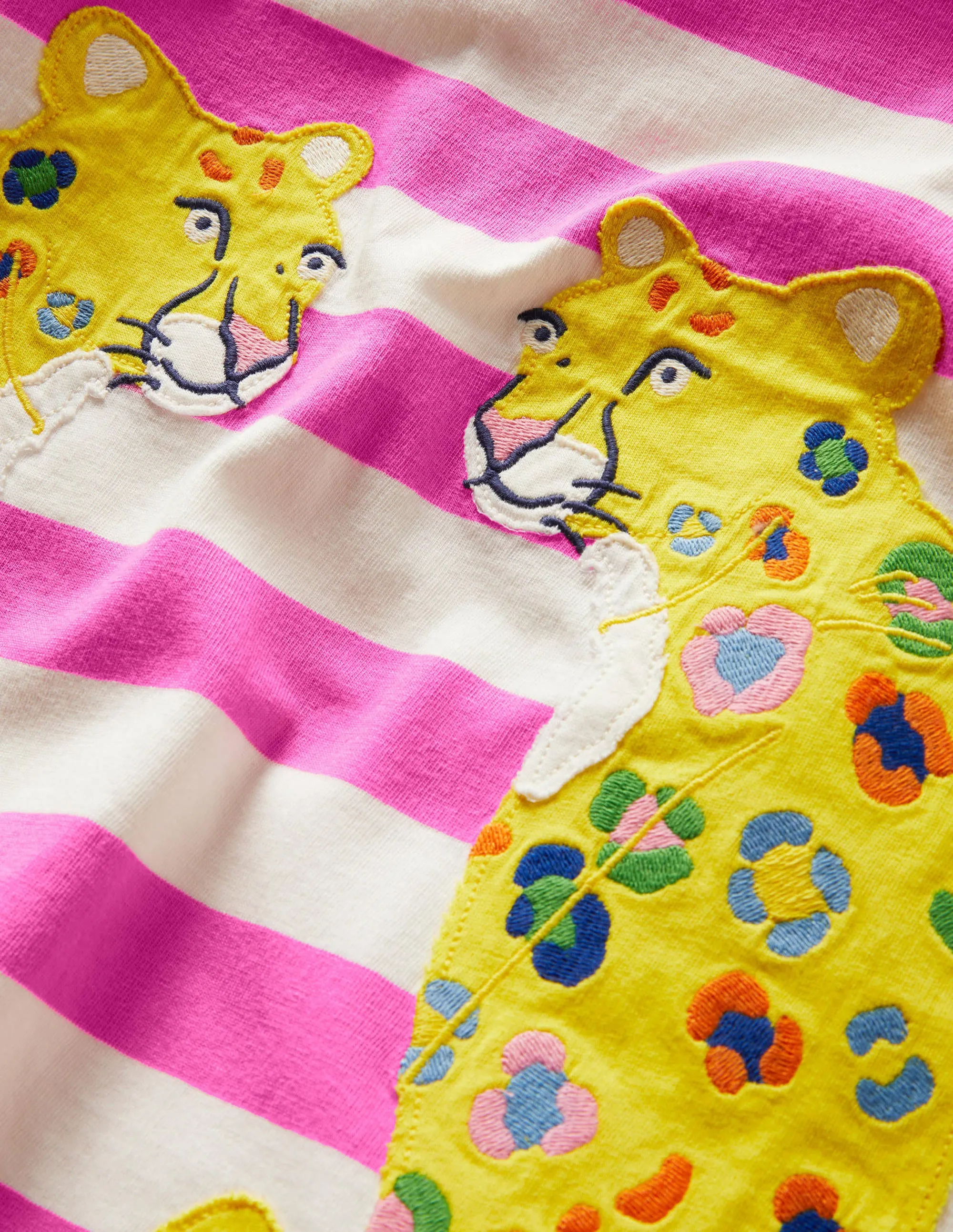 Short Sleeve Appliqué Tunic-Tickled Pink / Ivory Cheetah