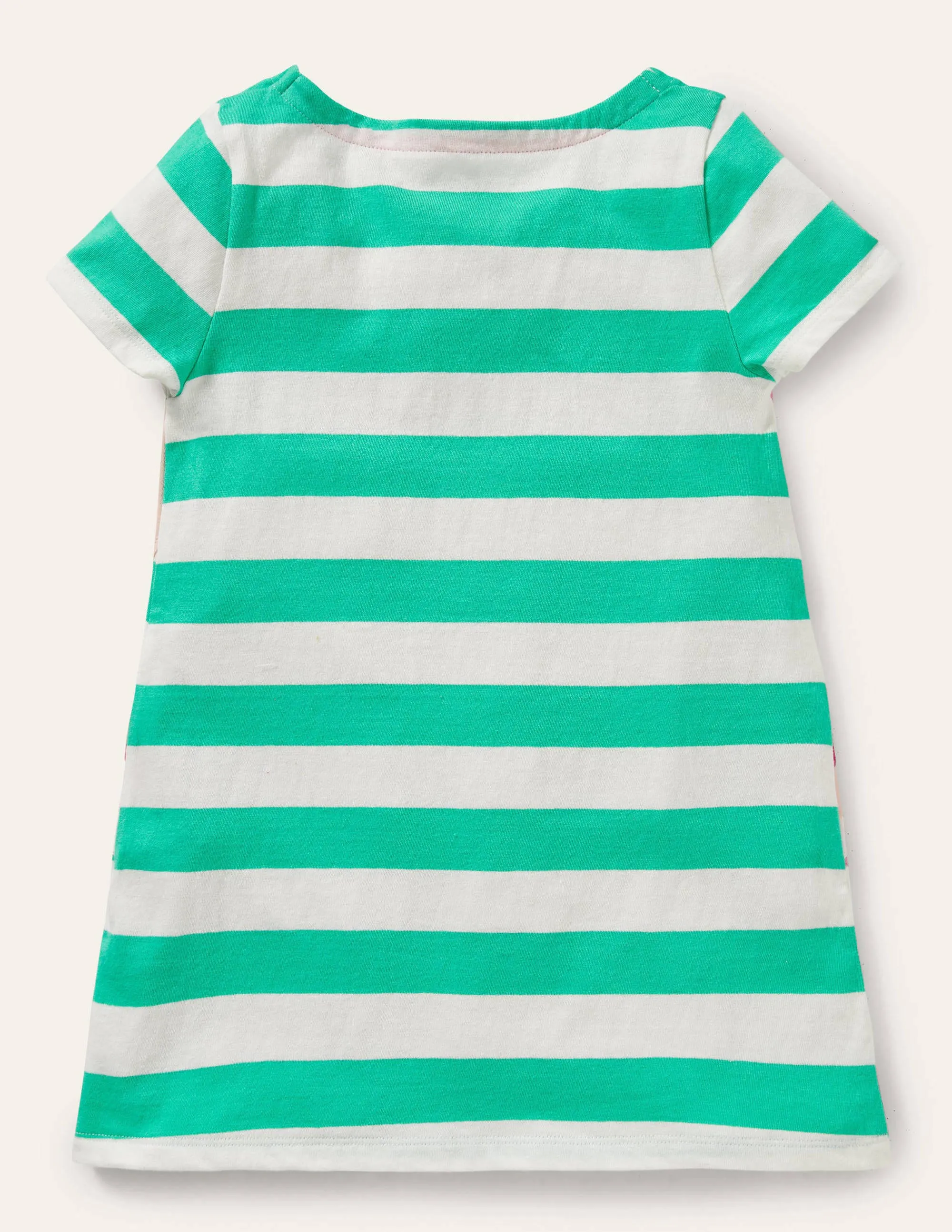 Short Sleeve Appliqué Tunic-Tropical Green/ Ivory Flamingo