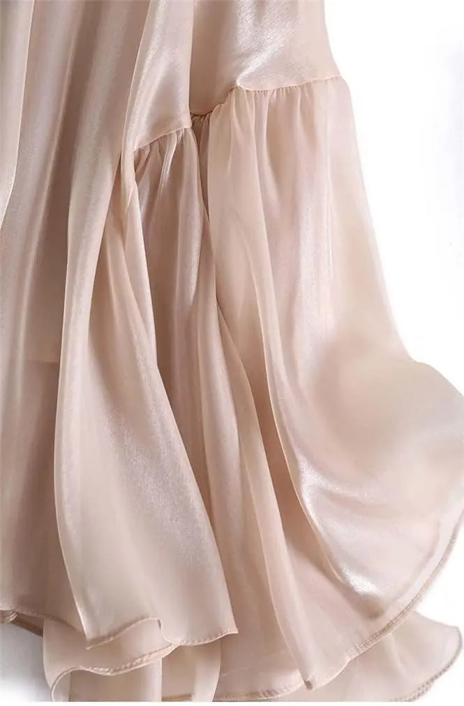 Smooth Satin Skirts Women Spring Summer Fashion Mid-Length A-Line Pleated Skirt