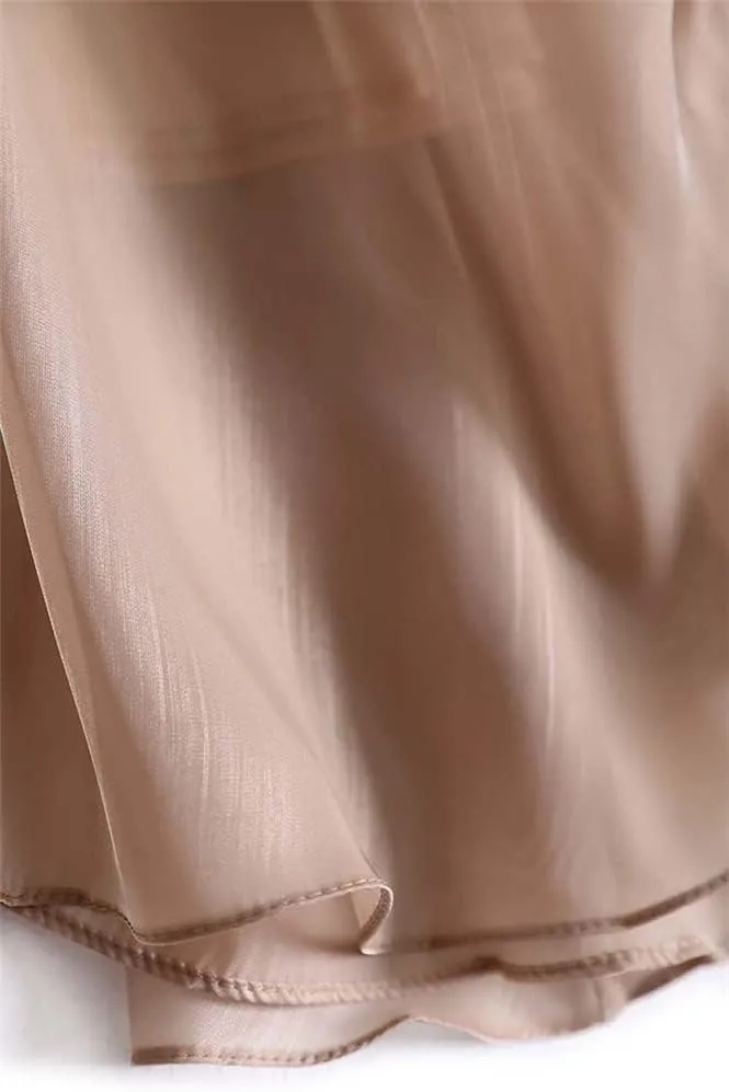 Smooth Satin Skirts Women Spring Summer Fashion Mid-Length A-Line Pleated Skirt