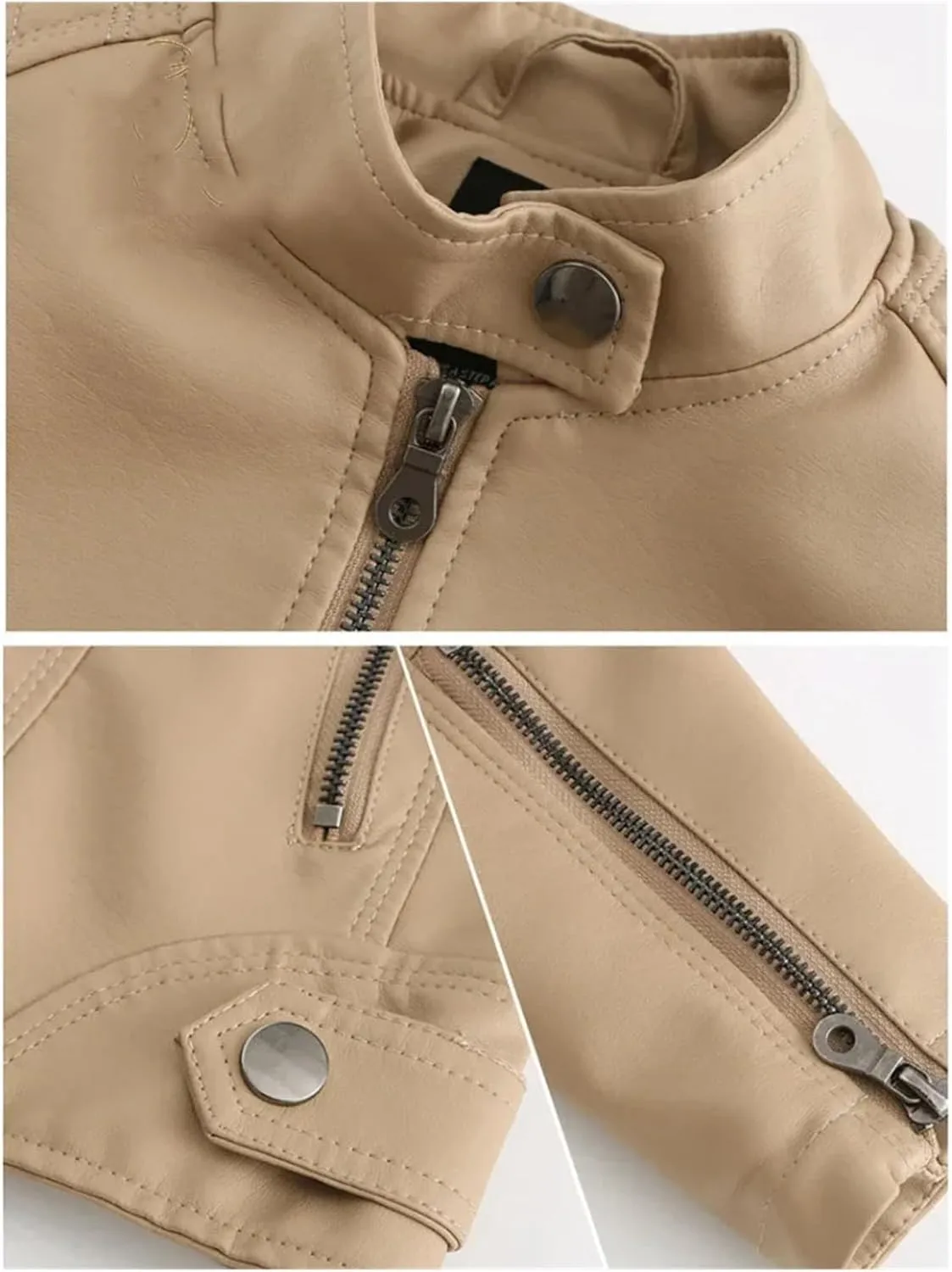 Spring Autumn Woman Leather Jacket Slim Stand Collar Solid Faux Locomotive Oversize PU Coat Tops