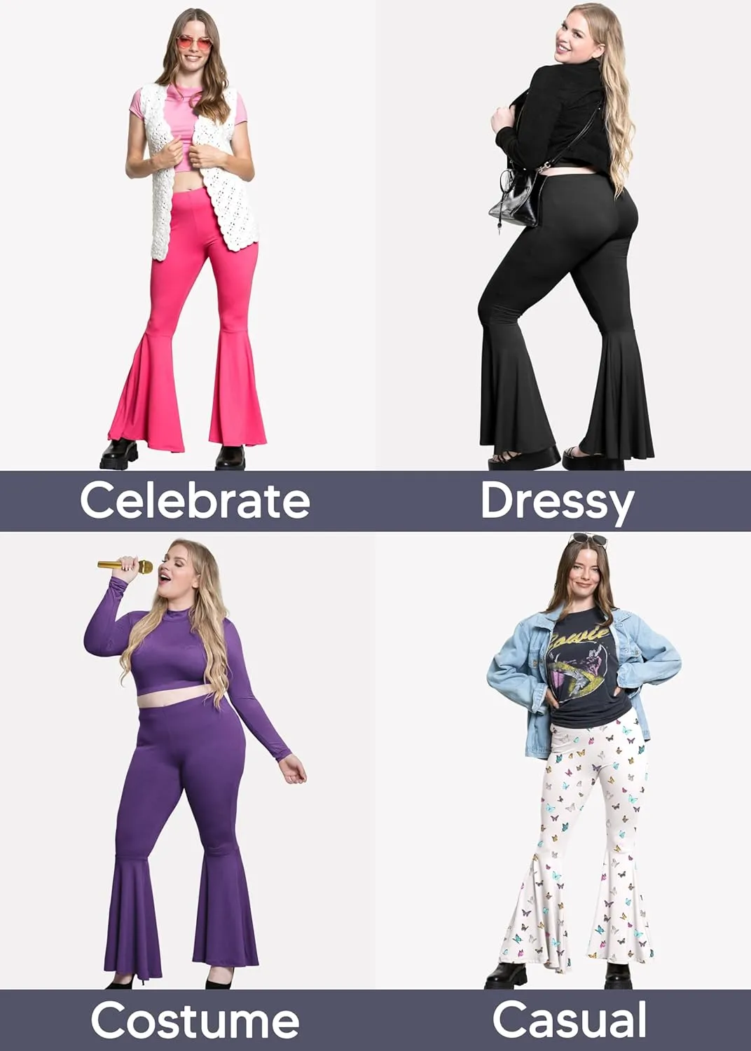 STRETCH IS COMFORT Womens Plus Size Oh So Soft Pull On Stretchy Bell Bottom Flare Pants| XL-7X