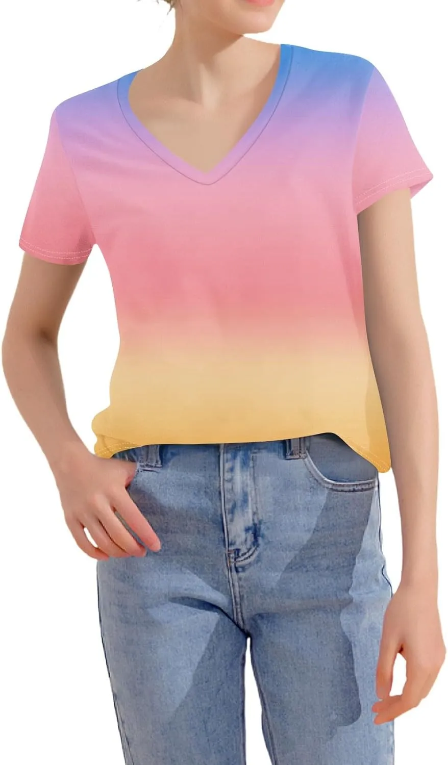 Summer Tops for Women 2025 Short Sleeve V Neck Plus Size Womens Tops Drssy Casual Shirts for Women Blouese Trendy