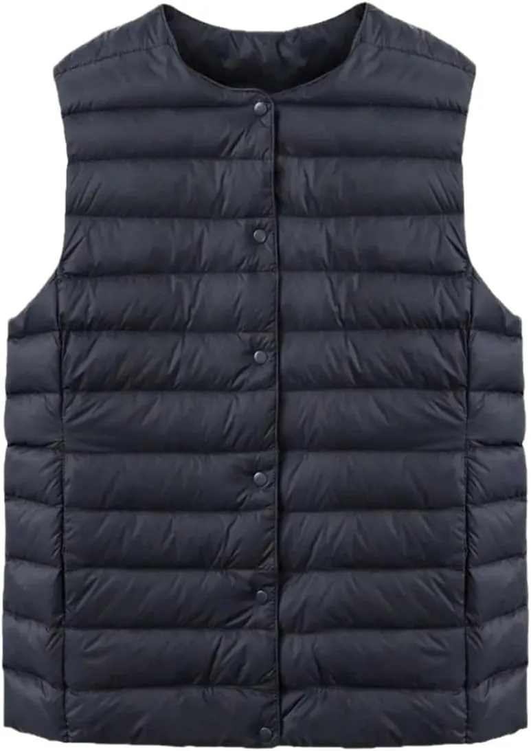 SWEPER Women'S Down Vest - Autumn Winter O Collar Ultra Light Slim Down Coat Women Sleeveless Vest Jacket Female Thin