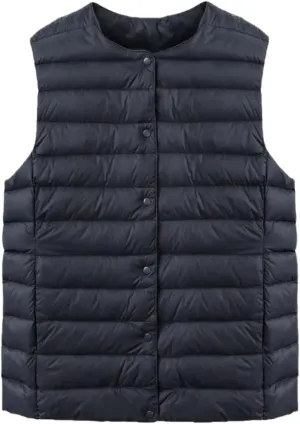 SWEPER Women'S Down Vest - Autumn Winter O Collar Ultra Light Slim Down Coat Women Sleeveless Vest Jacket Female Thin