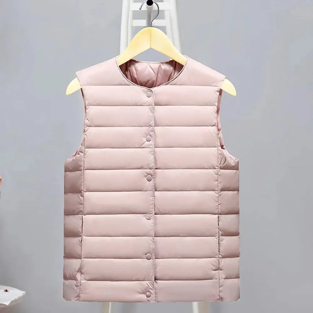 SWEPER Women'S Down Vest - Autumn Winter Ultra Light Slim Down Coat Women Sleeveless Vest Jacket Female Thin Windproof