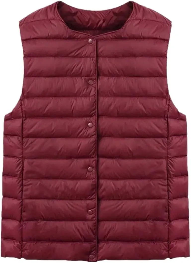 SWEPER Women'S Down Vest - Autumn Winter Ultra Light Slim Down Coat Women Sleeveless Vest Jacket Female Thin Windproof