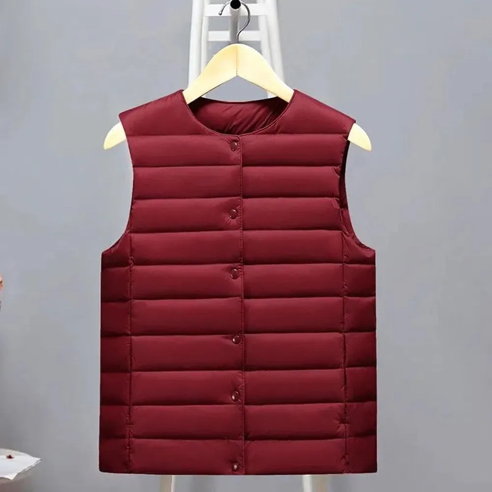 SWEPER Women'S Down Vest - Autumn Winter Ultra Light Slim Down Coat Women Sleeveless Vest Jacket Female Thin Windproof