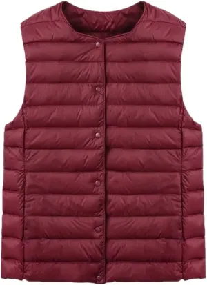 SWEPER Women'S Down Vest - Autumn Winter Ultra Light Slim Down Coat Women Sleeveless Vest Jacket Female Thin Windproof
