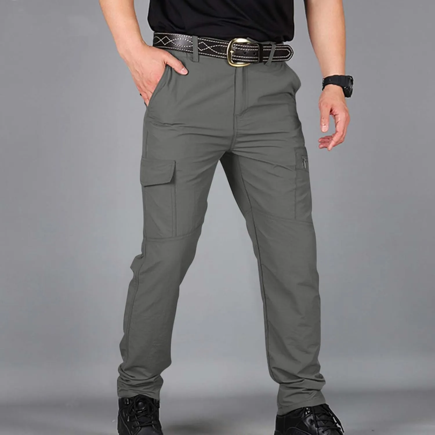 Tactic Pants for Men Hiking Water Resistant Ripstop Flex Cargo Pants Multi Pockets Outdoor Lightweight Trousers