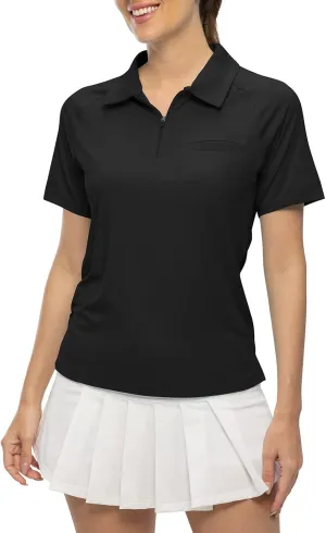 TBMPOY Women's Golf Polo Shirts Short Sleeve UPF 50  Dry Fit Athletic Tennis T-Shirts Zip Up Athletic Sports Shirt